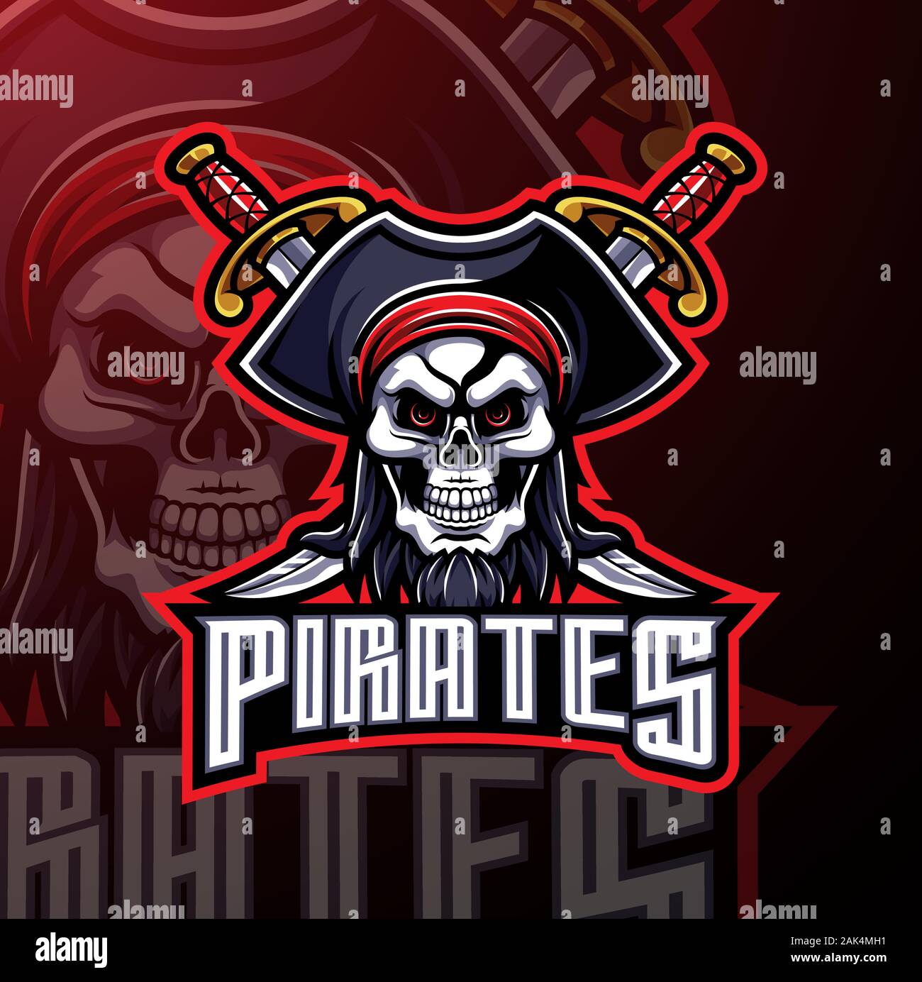 Pirati giochi mascotte logo design Illustrazione Vettoriale