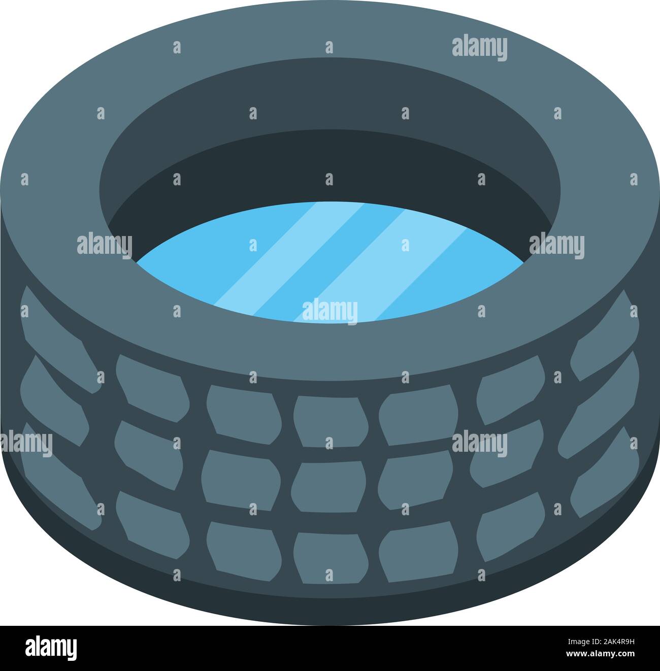 Il pozzo in pietra con acqua icona, stile isometrico Illustrazione Vettoriale