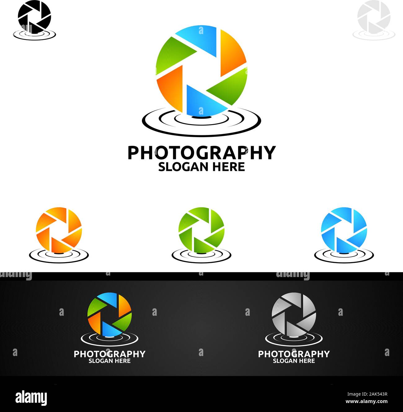 Acqua Fotografia Fotocamera icona Logo vettoriale del modello di progettazione Illustrazione Vettoriale