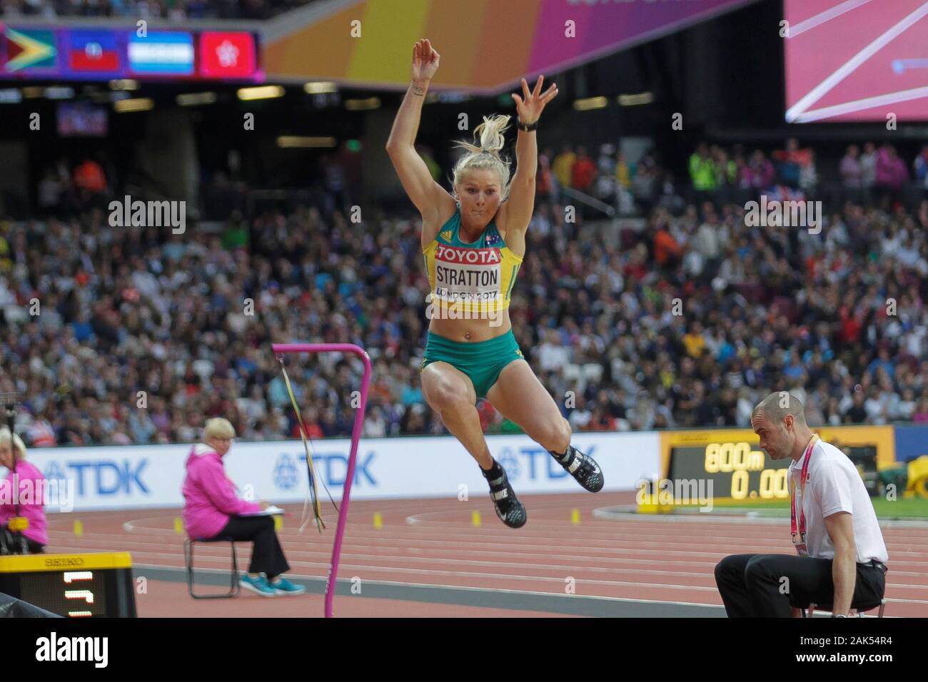 Brooke Stratton (Australie) durante la finale di salto in lungo femminile della IAAF mondiale di atletica il 6 agosto, 201st presso lo stadio olimpico di Londra, Gran Bretagna Photo Laurent Lairys / DPPI Foto Stock