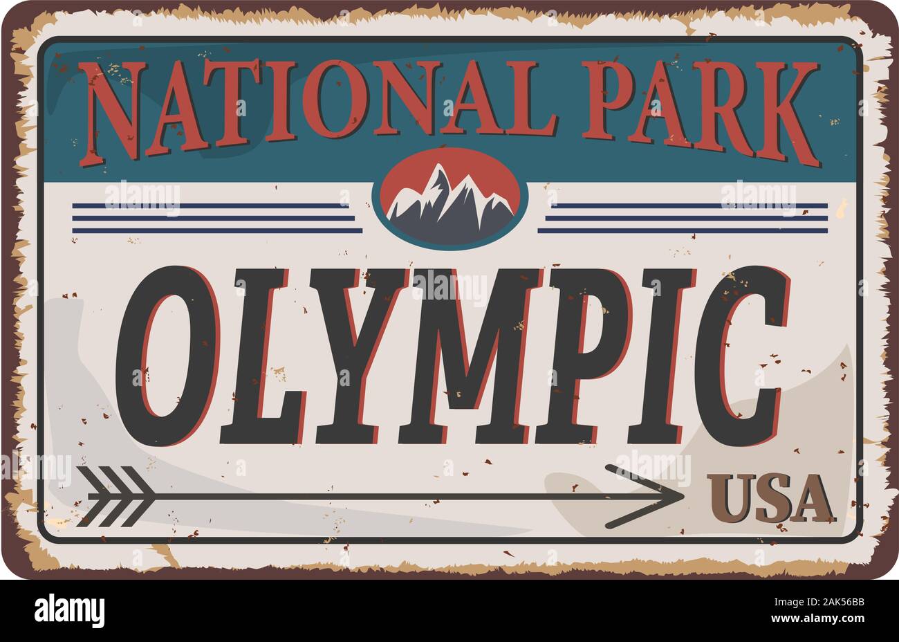 Il Parco nazionale di Olympic, USA outdoor adventure illustrazione Illustrazione Vettoriale