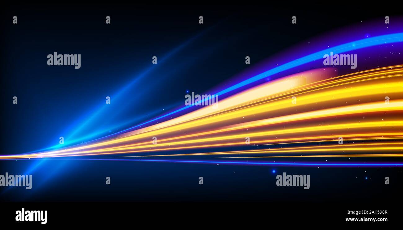 Una illustrazione vettoriale di slow shutter effetto, sentieri di luce effetto creato dalla maglia e strumento di sovrapposizione. Illustrazione Vettoriale
