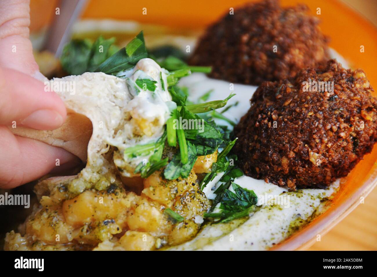 Sana Falafel vegetariani Pita e Hummus Foto Stock