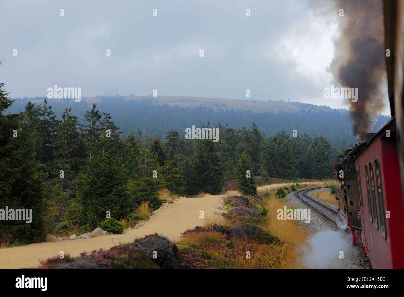 Eisenbahnstrecke der Harzer Schmalspurbahnen: von Drei Annen Hohne ueber Schierke zum Brocken, Harz | Utilizzo di tutto il mondo Foto Stock