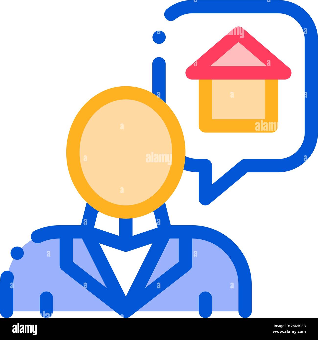 Uomo di carattere pensando sogno comprare casa icona Vettore Illustrazione Vettoriale