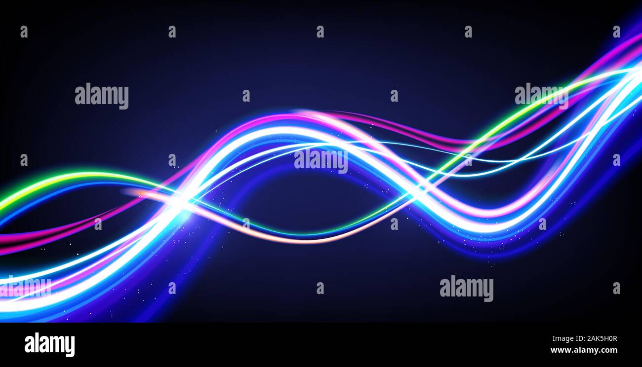 Una illustrazione vettoriale di slow shutter effetto, sentieri di luce effetto creato dalla maglia e strumento di sovrapposizione. Illustrazione Vettoriale