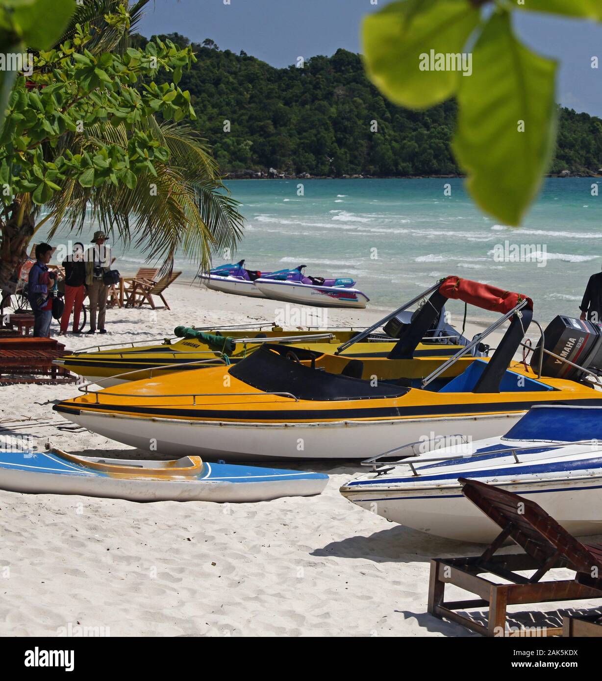 Insel Phu Quoq: Boote am Bai Sao Strand, Vietnam | Utilizzo di tutto il mondo Foto Stock