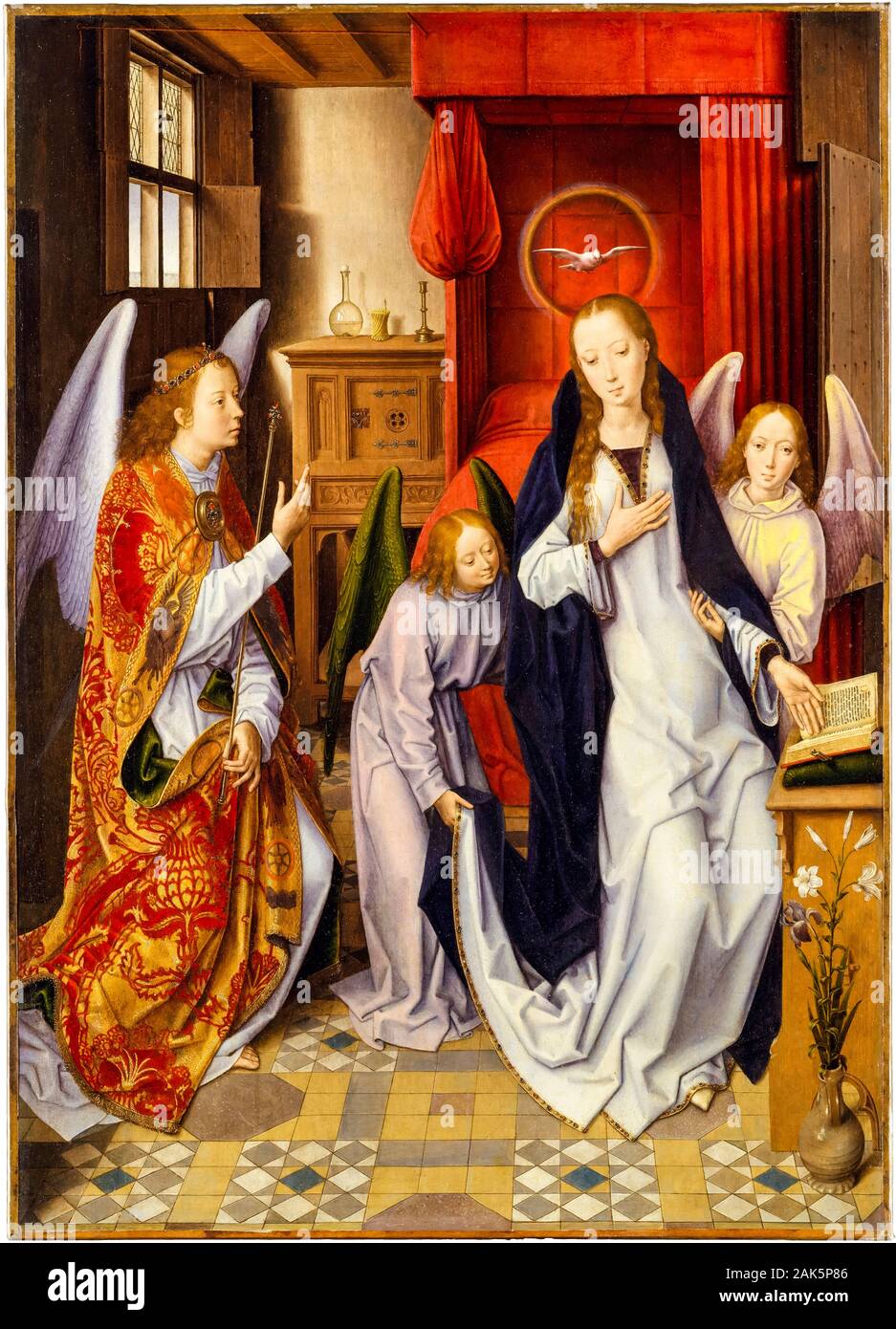 Hans Memling, Annunciazione, pittura, circa 1480 Foto Stock