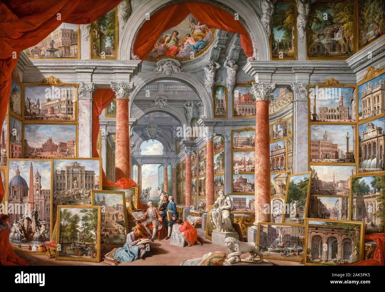 Giovanni Paolo Panini, Galleria immagini con vedute di Roma moderna, pittura, 1757 Foto Stock