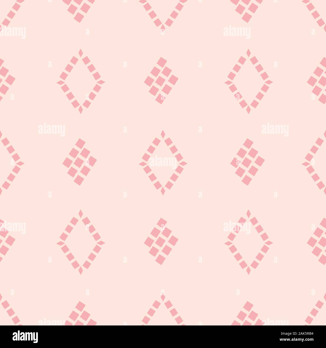 Vettore rosa pastello diamante a forma di mattone sfondo pattern. Seamless vettore geometrico design. Irregolare effetto pittorica. Ottimo per il wellness estate Illustrazione Vettoriale