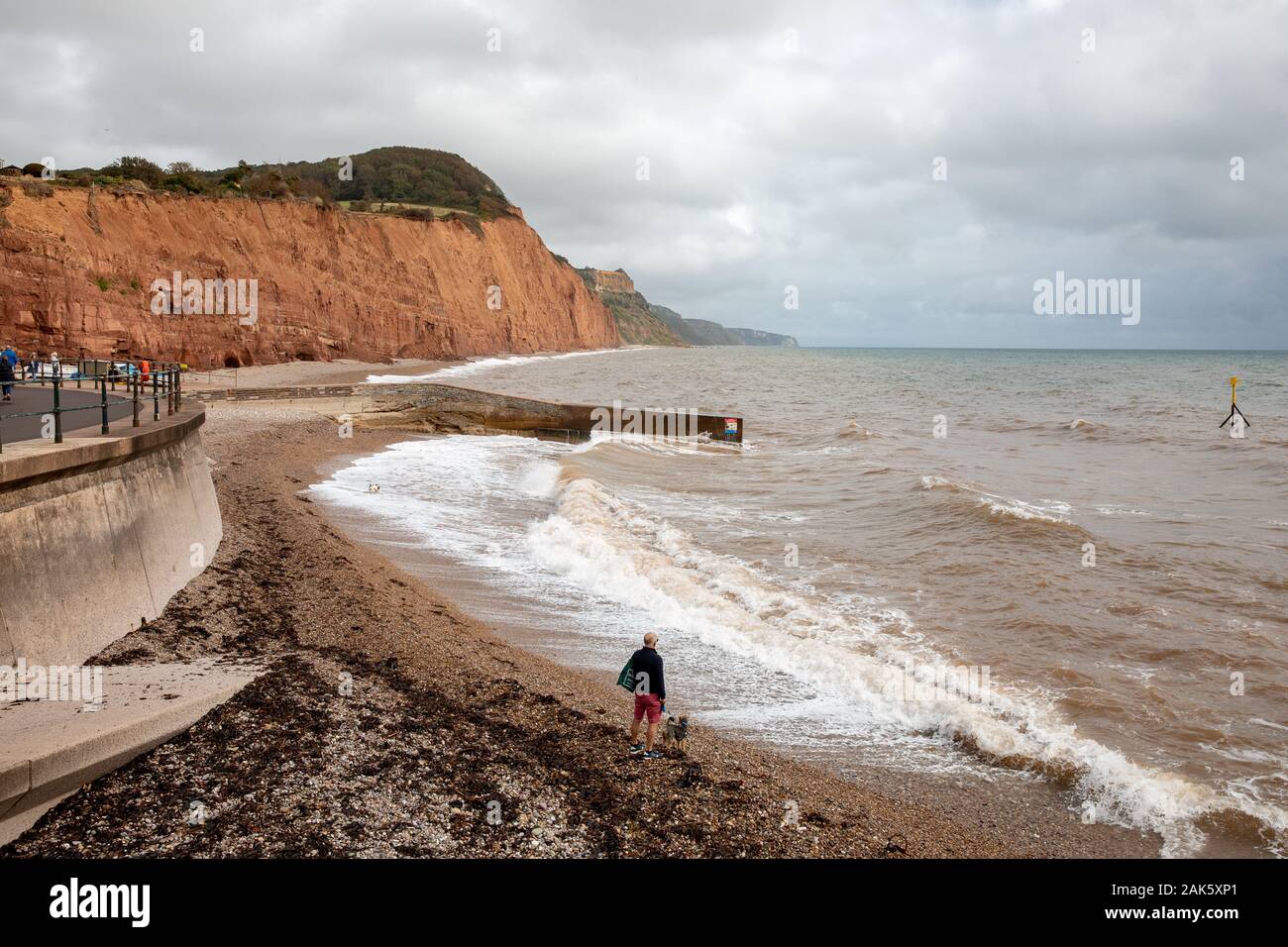 Il fronte mare nella città di Sidmouth, Devon, Regno Unito Foto Stock