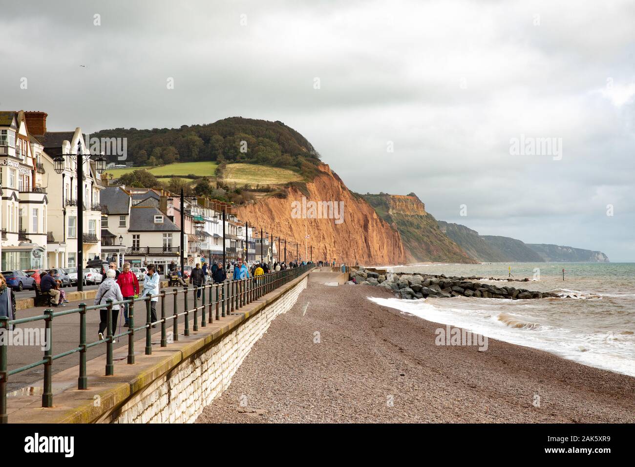 Il fronte mare nella città di Sidmouth, Devon, Regno Unito Foto Stock