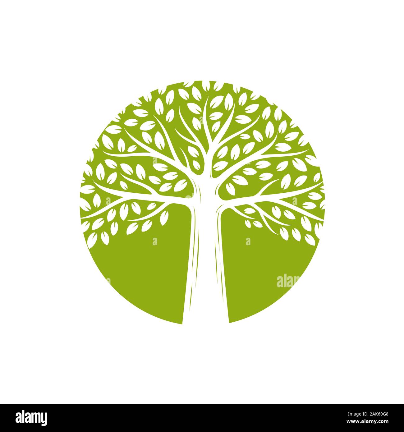 Logo ad albero. Ambiente, ecologia, illustrazione vettoriale della natura Illustrazione Vettoriale