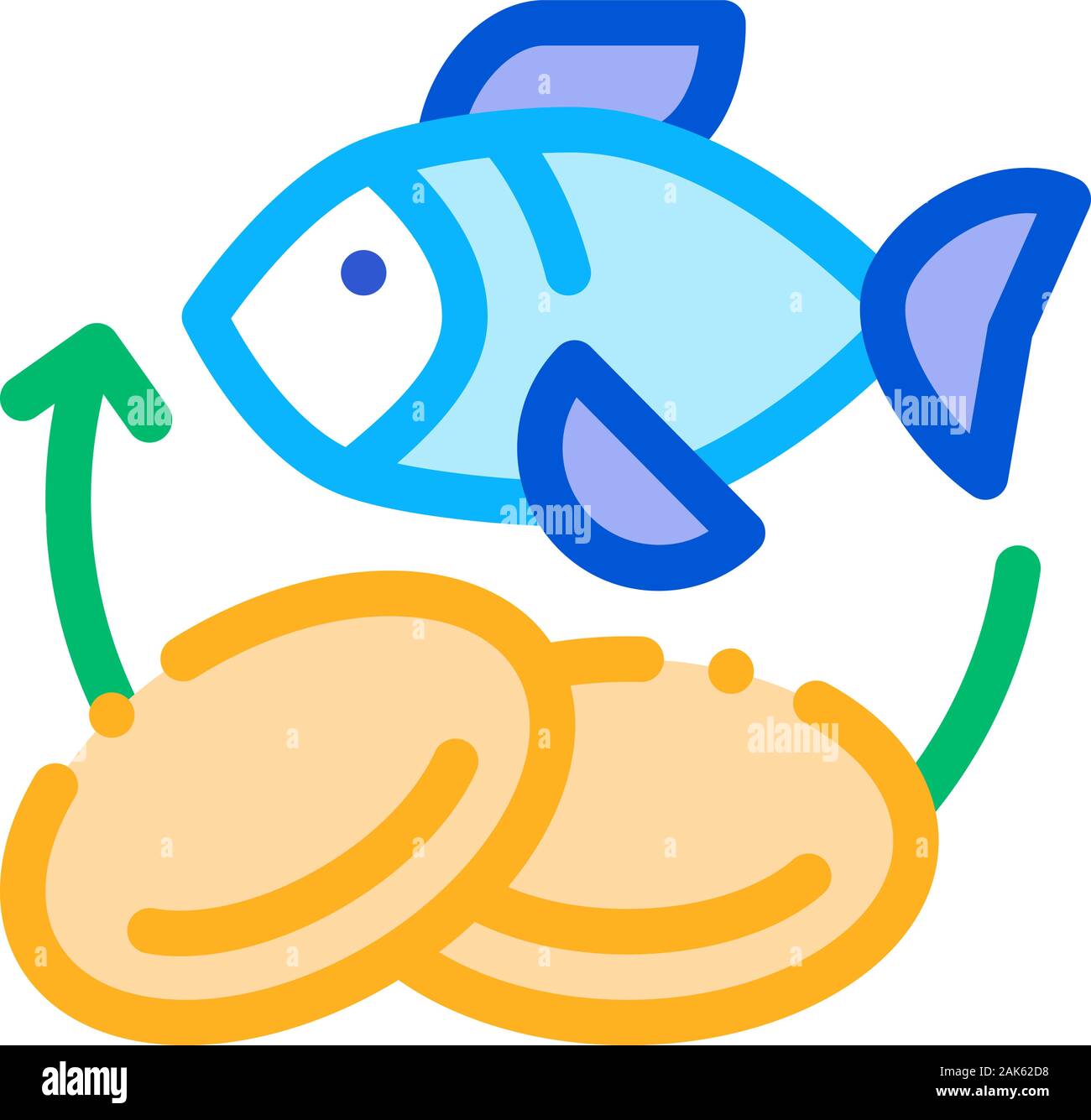 Pesce integratori di nutrienti icona illustrazione vettoriale Illustrazione Vettoriale