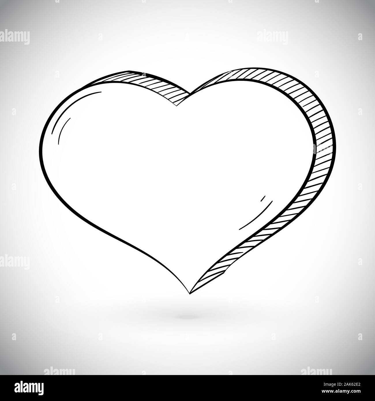 Cuore. La Mano Nera icona disegnata Illustrazione Vettoriale