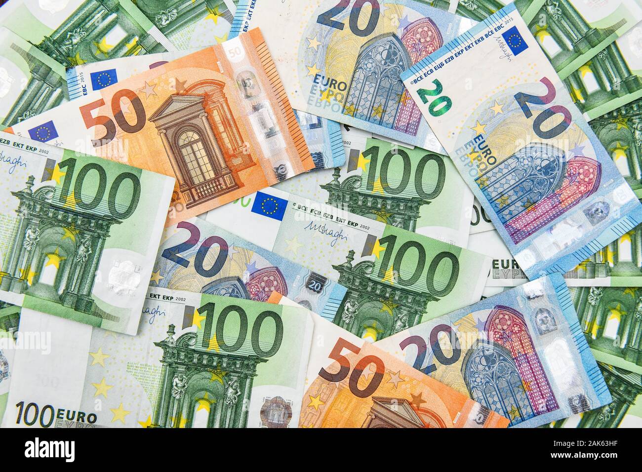 Varie banconote in euro, denaro, Germania Foto Stock