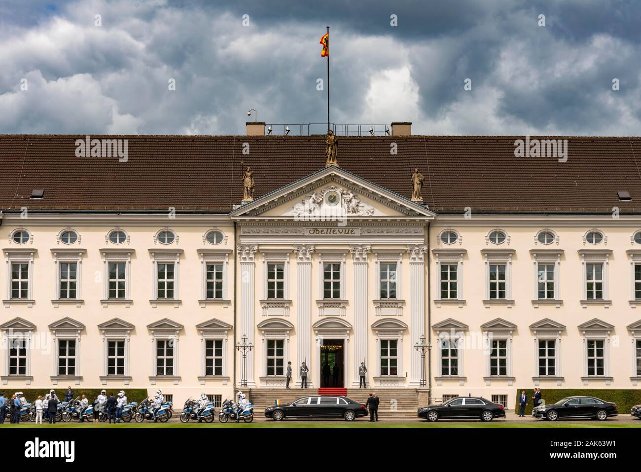 Stato ricezione presso il Palazzo Bellevue, la residenza ufficiale del Presidente federale tedesco a Berlino, Germania Foto Stock