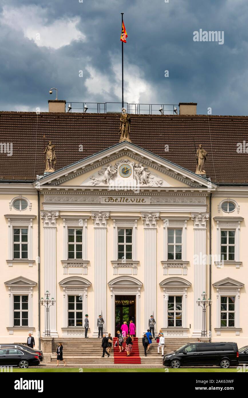 Stato ricezione presso il Palazzo Bellevue, la residenza ufficiale del Presidente federale tedesco a Berlino, Germania Foto Stock