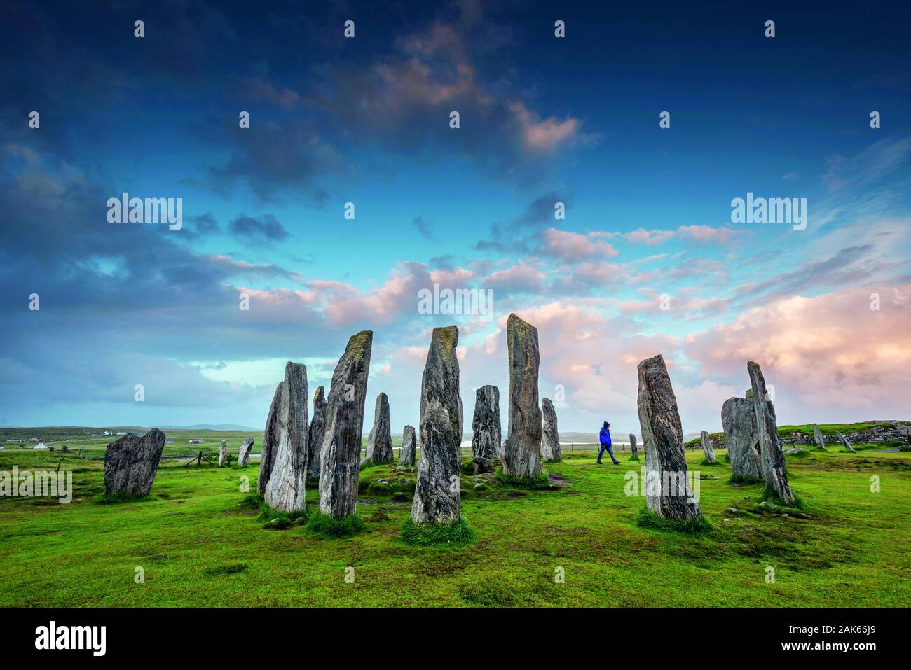 Isola di Lewis: Steinkreis von Callanish, Steinformation bei Breasclete, Schottland | Utilizzo di tutto il mondo Foto Stock