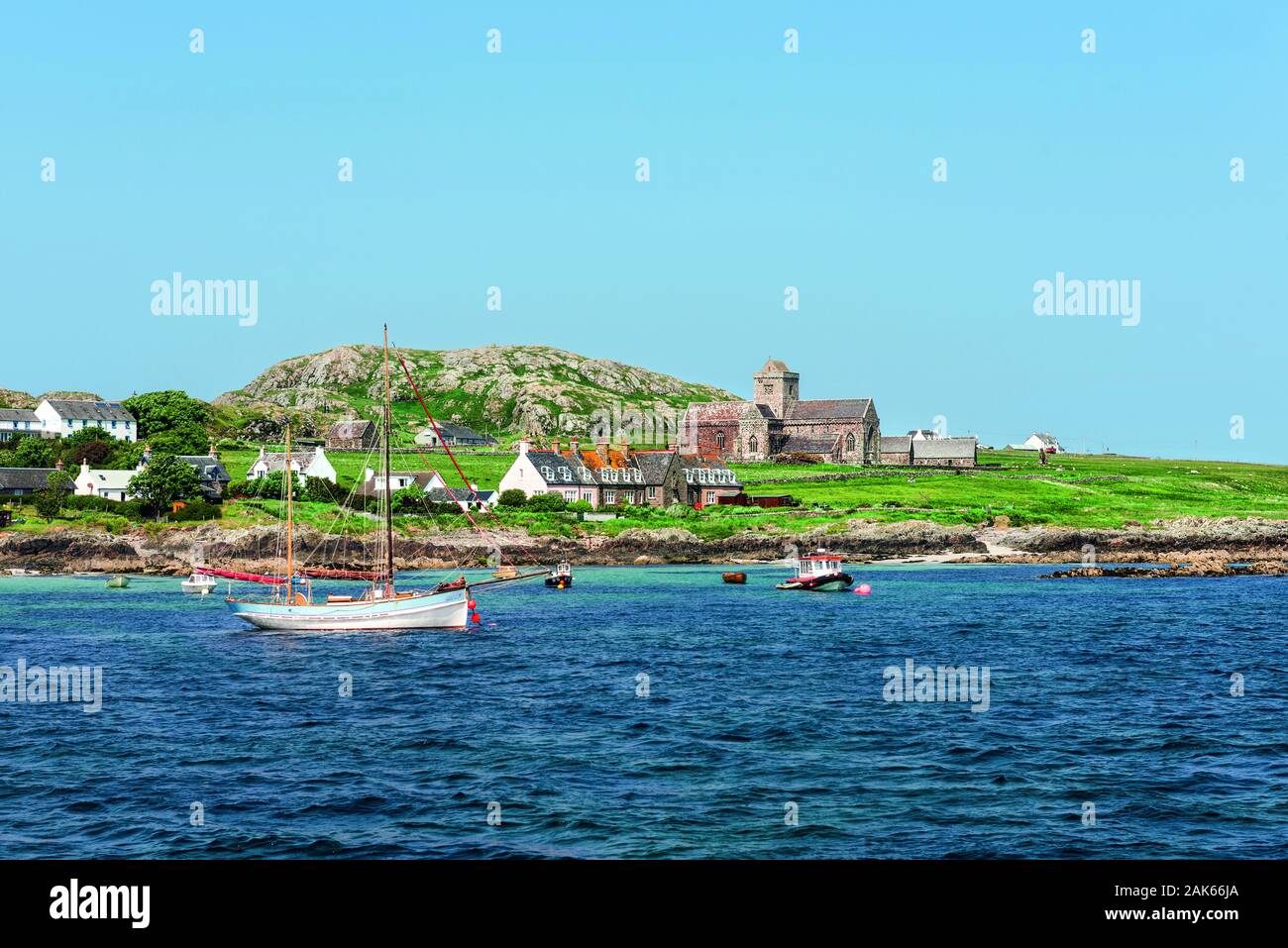 Insel Iona: Kloster Iona an der Kueste bei Baile Mor, Schottland | Utilizzo di tutto il mondo Foto Stock