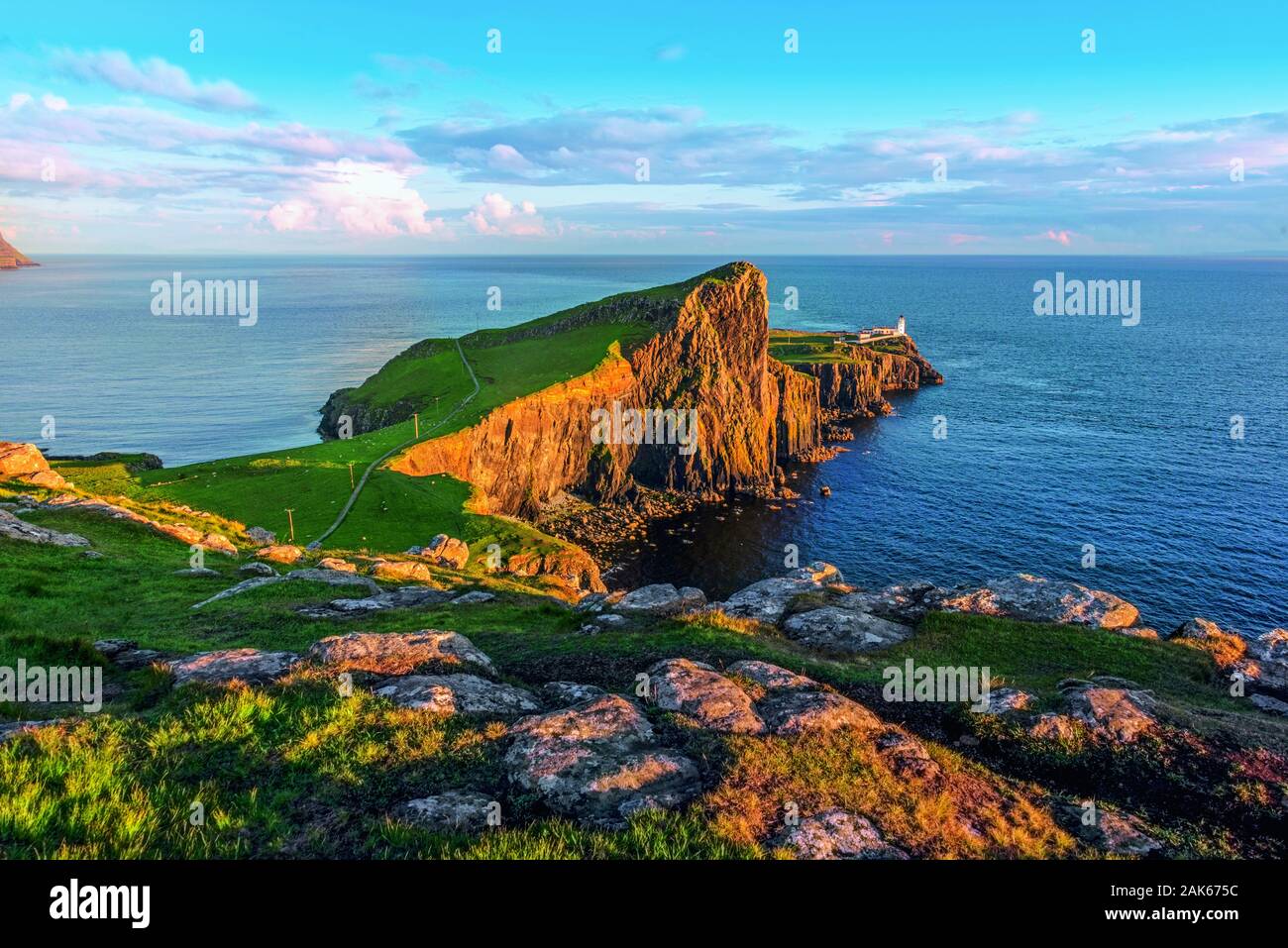 Insel Skye: westlichster Punkt der Insel, Leuchtturm am Neist Point, Schottland | Utilizzo di tutto il mondo Foto Stock