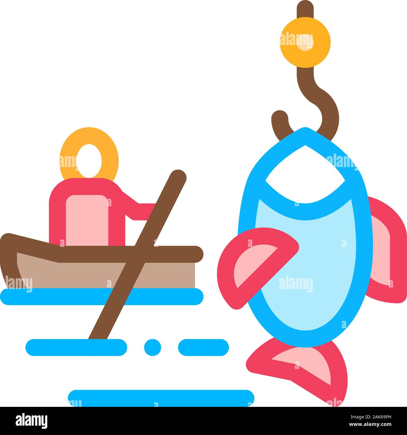 Barca da pesca canoa icona illustrazione vettoriale Illustrazione Vettoriale