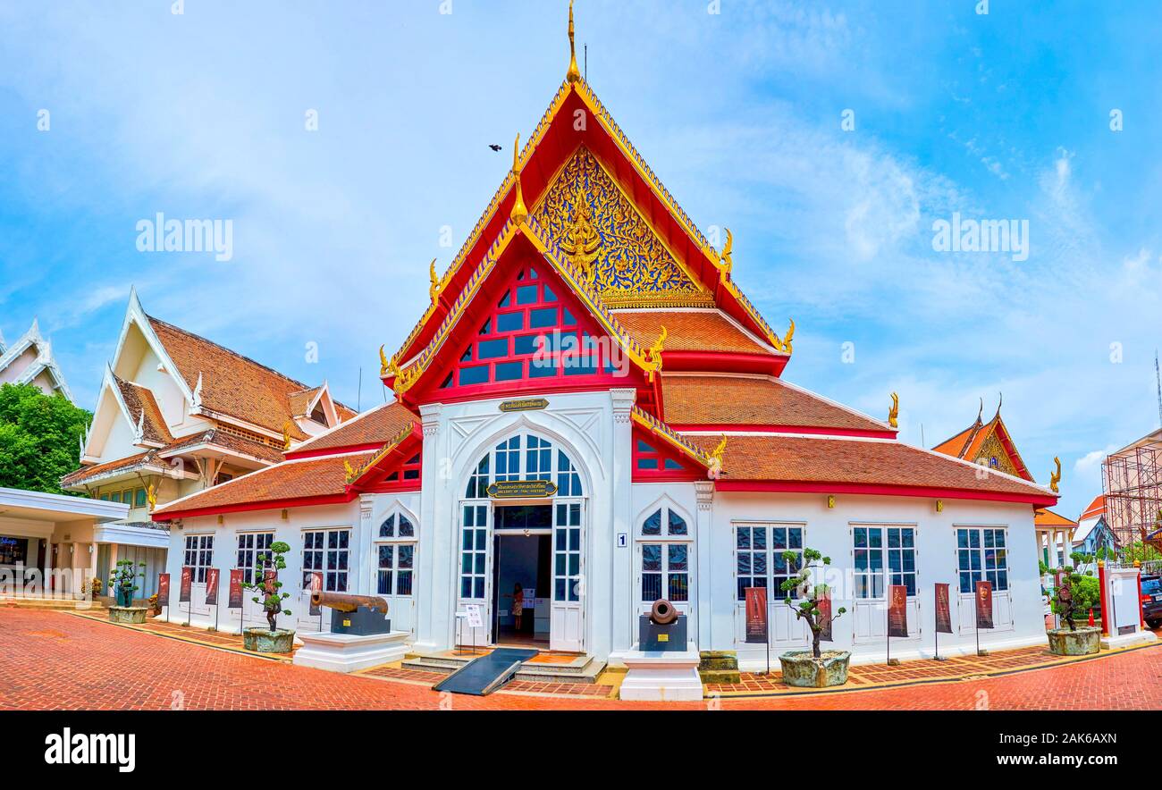 BANGKOK, Tailandia - 15 Aprile 2019: la bella Siwamokkhaphiman storica sala del Museo Nazionale di Bangkok, utilizzata in precedenza come trono hall, su Foto Stock