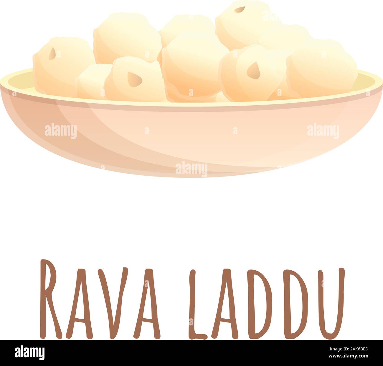 Rava laddu icona alimentare. Cartoon di Rava laddu cibo icona vettore per il web design isolato su sfondo bianco Illustrazione Vettoriale