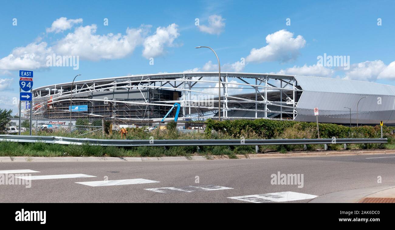 Il processo di costruzione di Allianz Field, casa dei Minnesota United FC di Major League Soccer. St Paul Minnesota MN USA Foto Stock