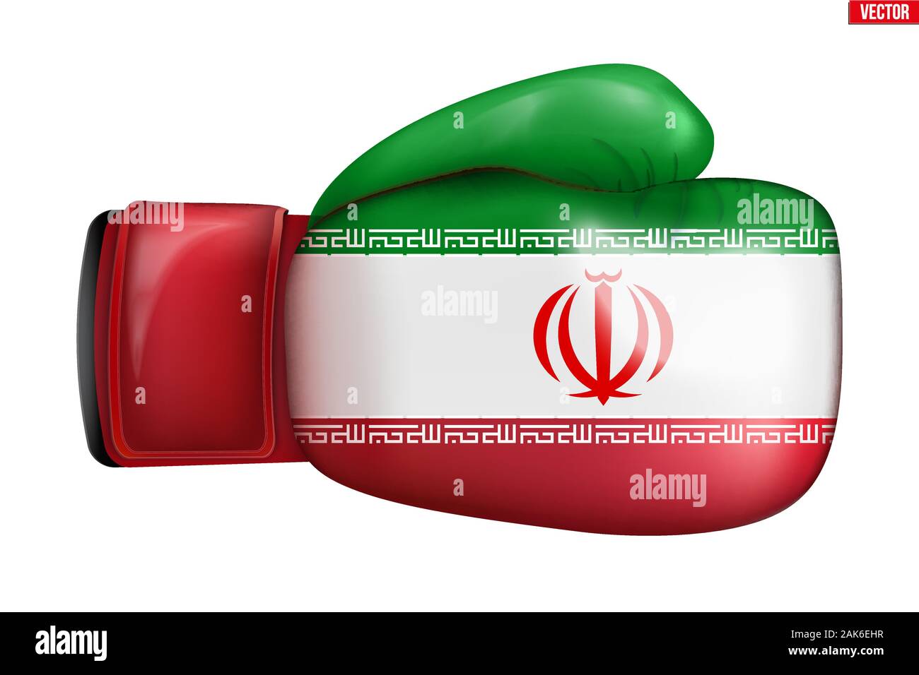 I guantoni con l'Iran bandiera. Conflitto politico e competizione sportiva concetto simbolo. Concetto di agression e di confronto. Illustrazione Vettoriale iso Illustrazione Vettoriale