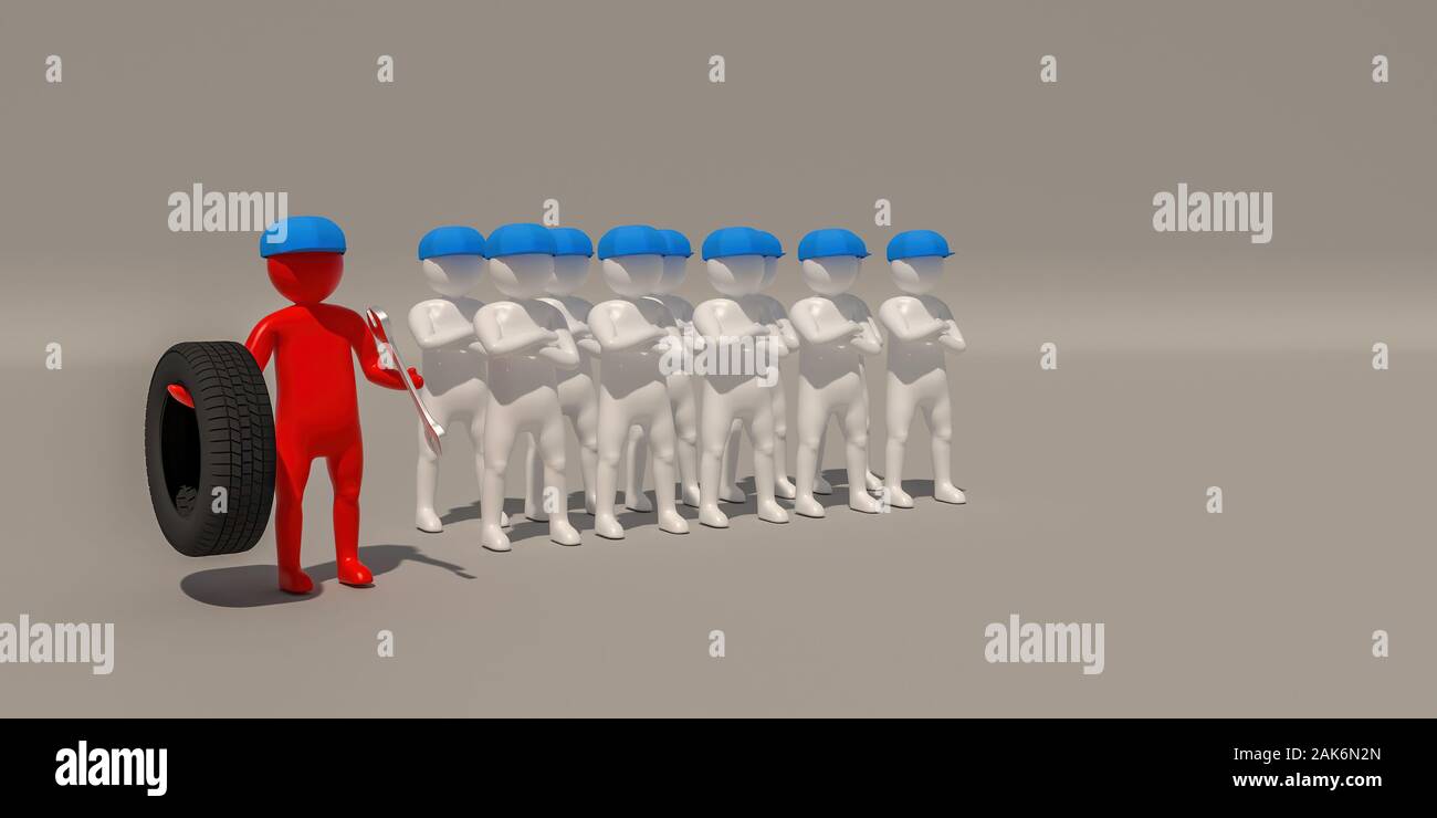 3d illustrator gruppo di gommista di simboli su uno sfondo grigio, 3d rendering del giocare a calcio. Include il percorso di selezione. Foto Stock