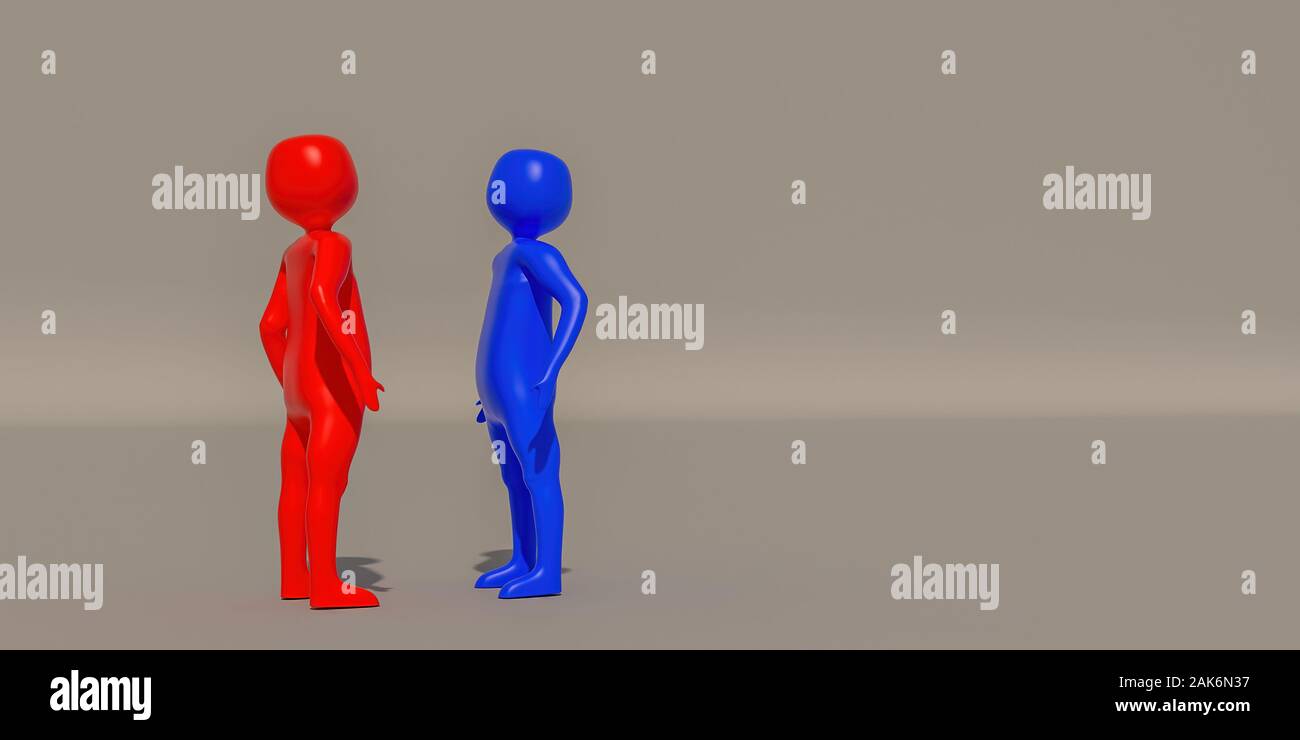 3d illustrator gruppo di persone di simboli su uno sfondo grigio, rendering 3d del giocare a calcio. Include un percorso di selezione. Foto Stock