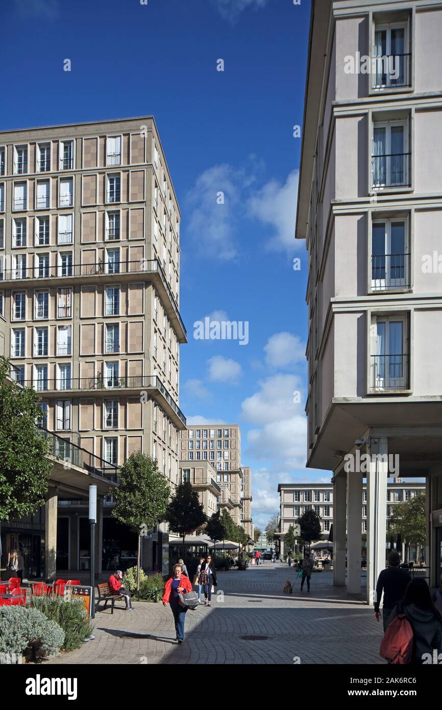Le Havre: Wohnblocks ""immeubles" sans affetti individuelles (ISAI)' an der Rue de Paris, Architektur von August Perret, Le Havre | Utilizzo di tutto il mondo Foto Stock
