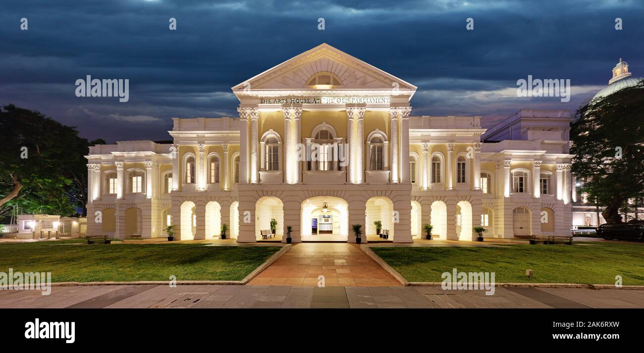 Singapore - Vecchio Partliament di notte, Art House Foto Stock