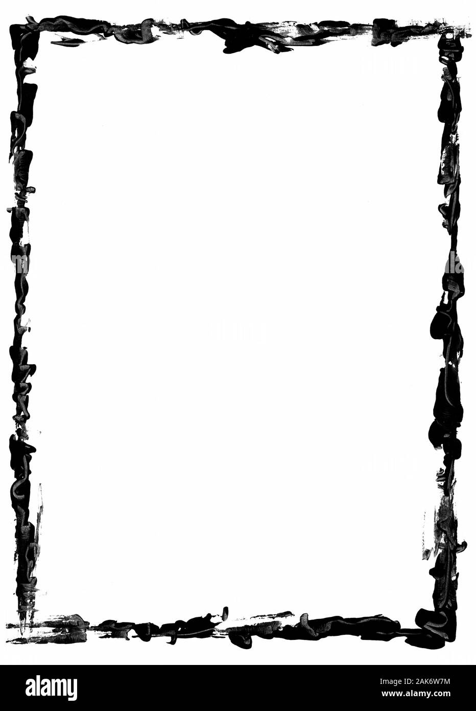 Nero grunge telaio rettangolare su sfondo bianco - elemento grafico Foto Stock