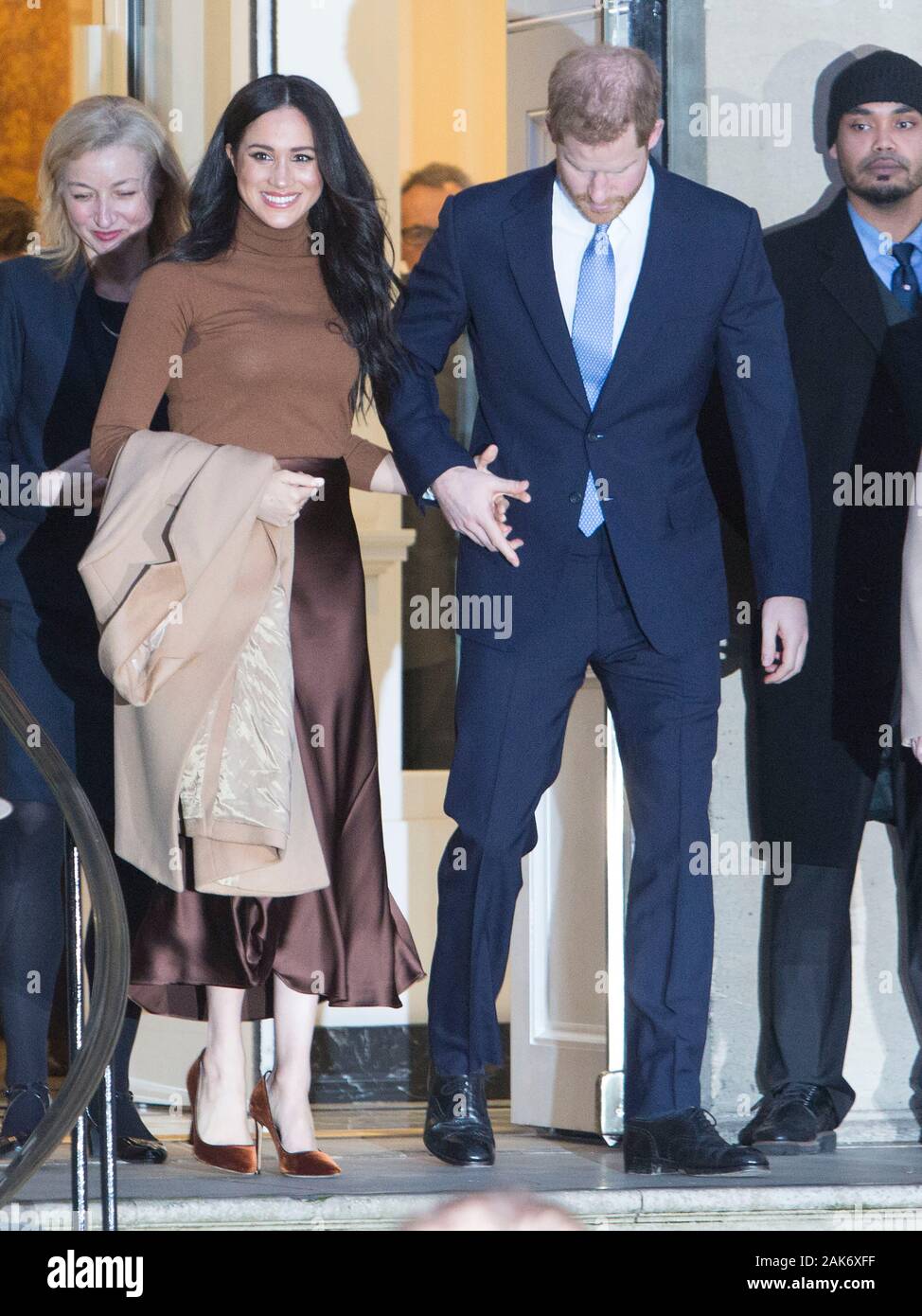 Il Duca e la duchessa di Sussex frequentare Canada Aula martedì 7 gennaio © Joshua Bratt. 07/01/2020. Londra, Regno Unito. Foto Stock