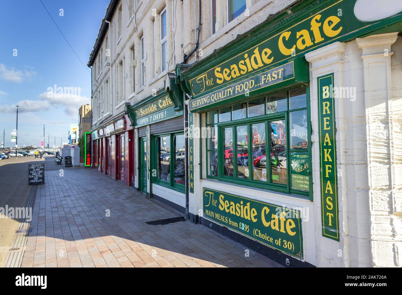 Seaside Cafe, New Brighton, Wirral, Merseyside Foto Stock