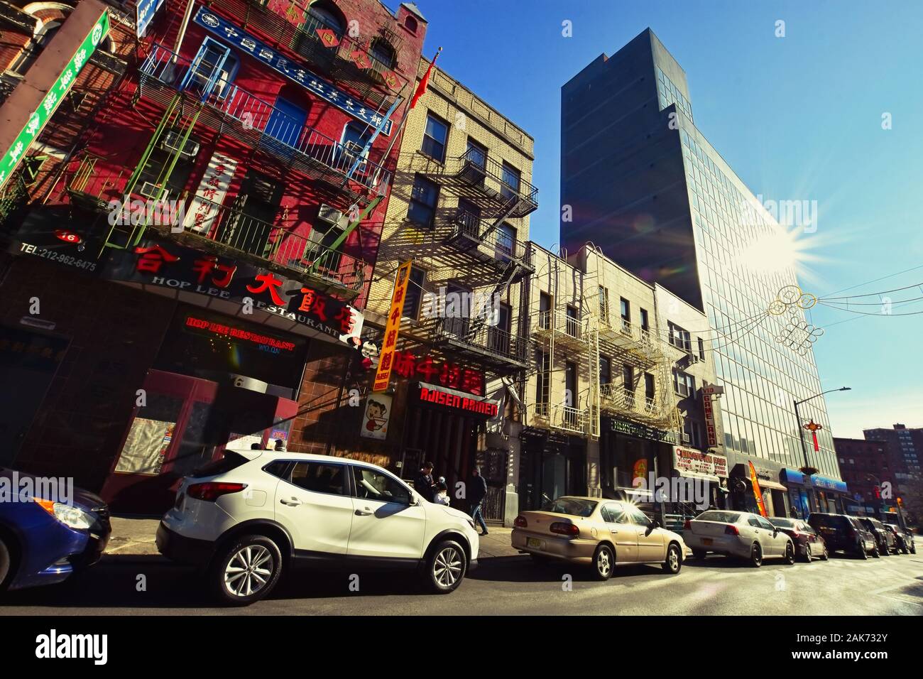 China Town, New York, NY, Stati Uniti d'America - 30 novembre 2019. Colorate strade di Manhattan - Chinatown, New York. Foto Stock