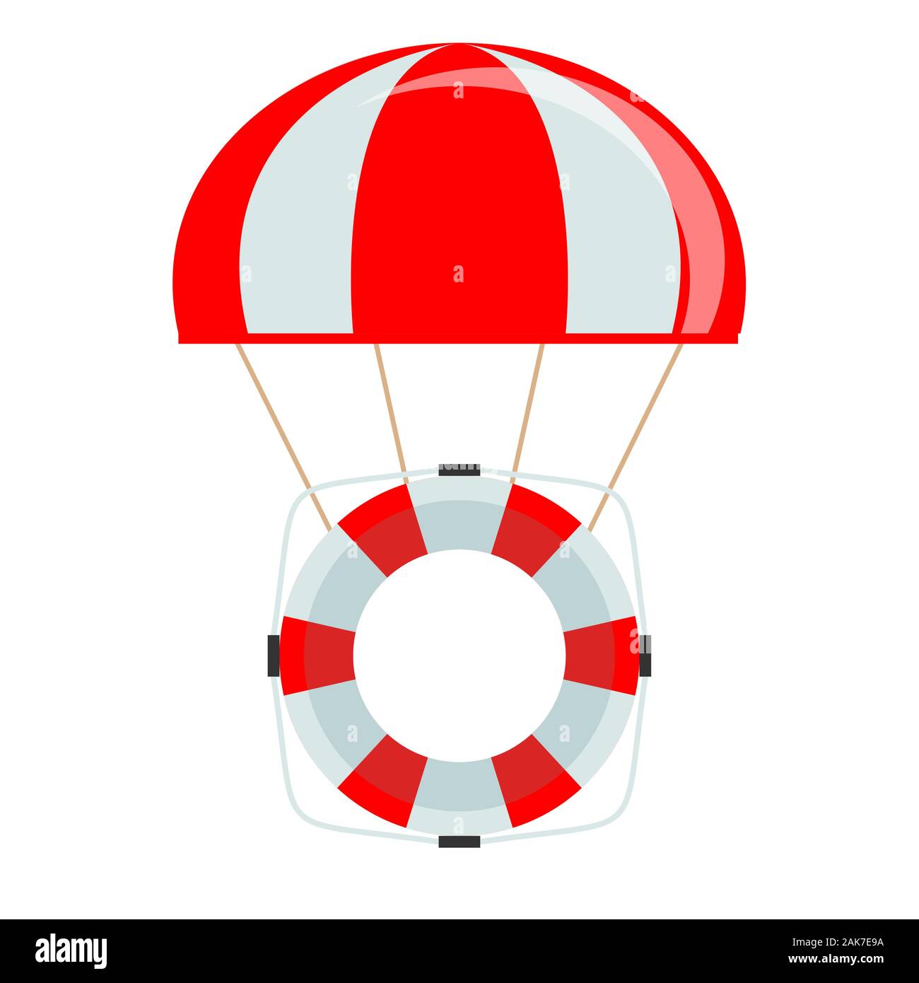 Salvagente con paracadute isolati su sfondo bianco. Illustrazione Vettoriale
