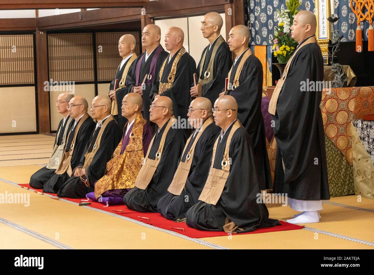 Zen cerimonia buddista, Tenryū-ji, Kyoto, Giappone Foto Stock