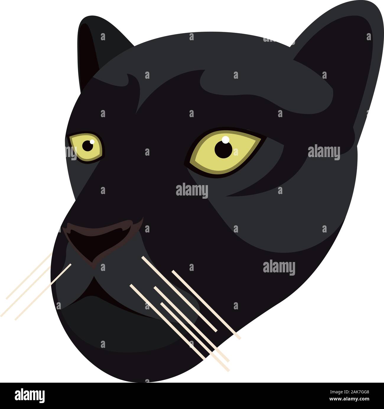 Black Panther ritratto realizzato in un unico semplice stile cartoon. Testa di vettore di leopardo nero o Jaguar. Icona isolato per il design. Illustrazione Vettoriale Illustrazione Vettoriale