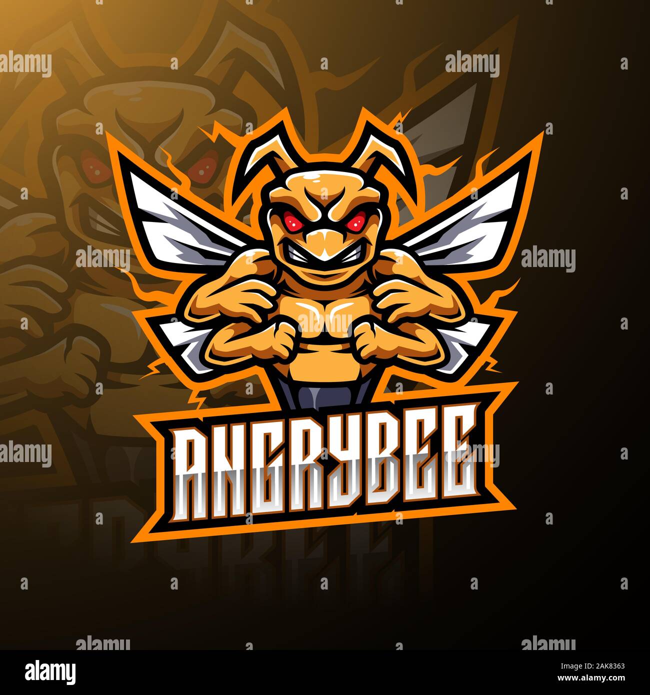 Angry bee esporte mascotte logo design Illustrazione Vettoriale