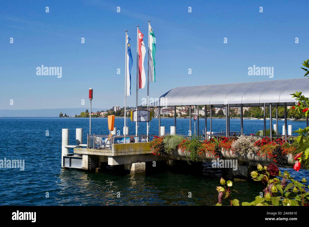 Il lago di Ginevra, Montreux, Canton Vaud, Svizzera. Foto Stock