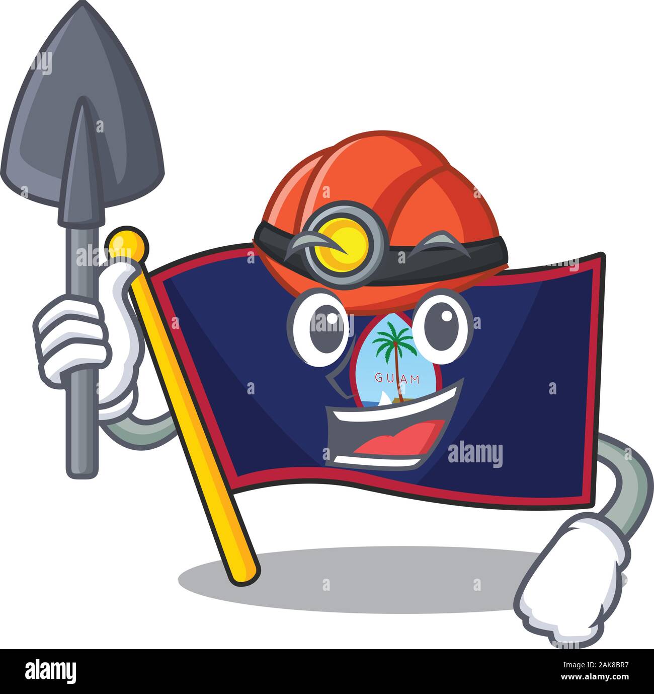 Cool clever Miner bandiera guam cartoon character design Illustrazione Vettoriale