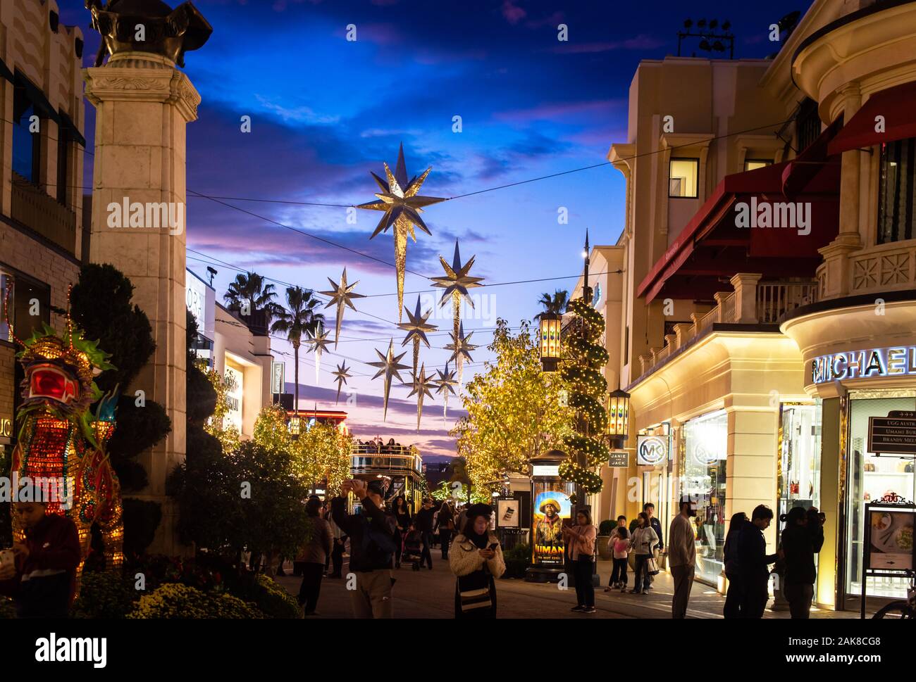 The Grove durante il periodo di Natale, Beverly Hills, California Foto Stock