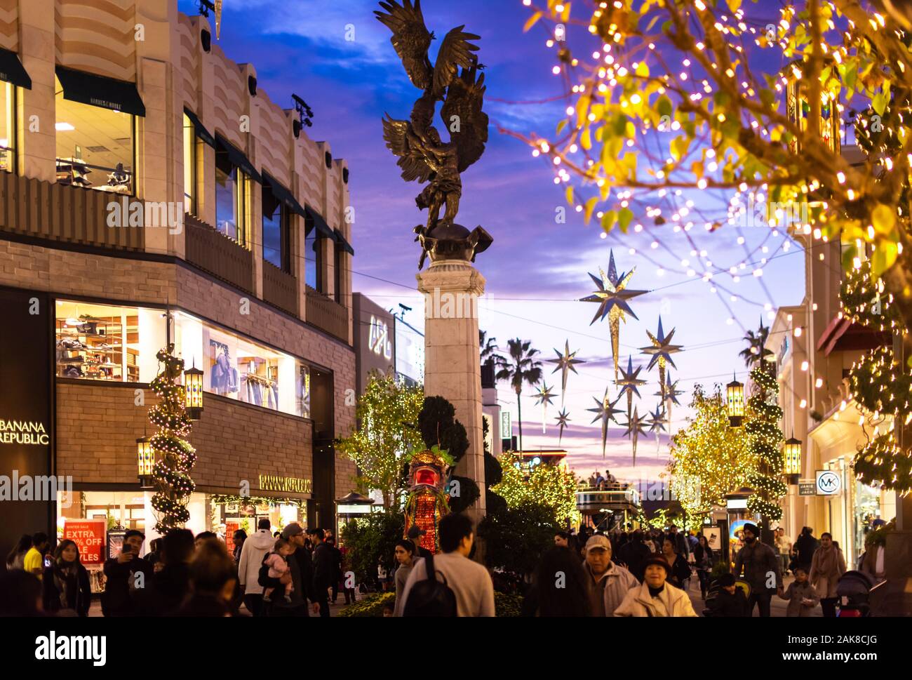 The Grove durante il periodo di Natale, Beverly Hills, California Foto Stock