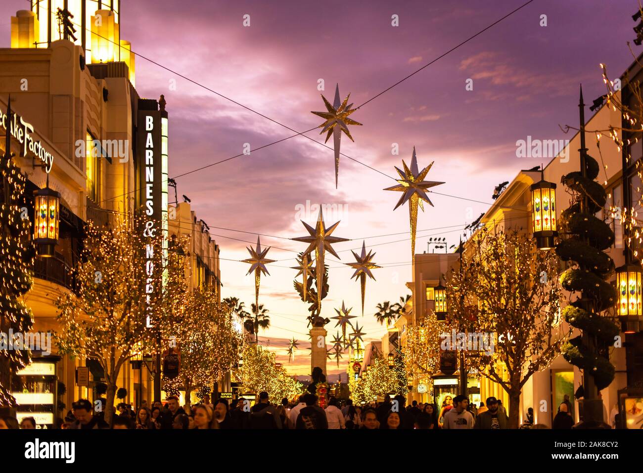 The Grove durante il periodo di Natale, Beverly Hills, California Foto Stock