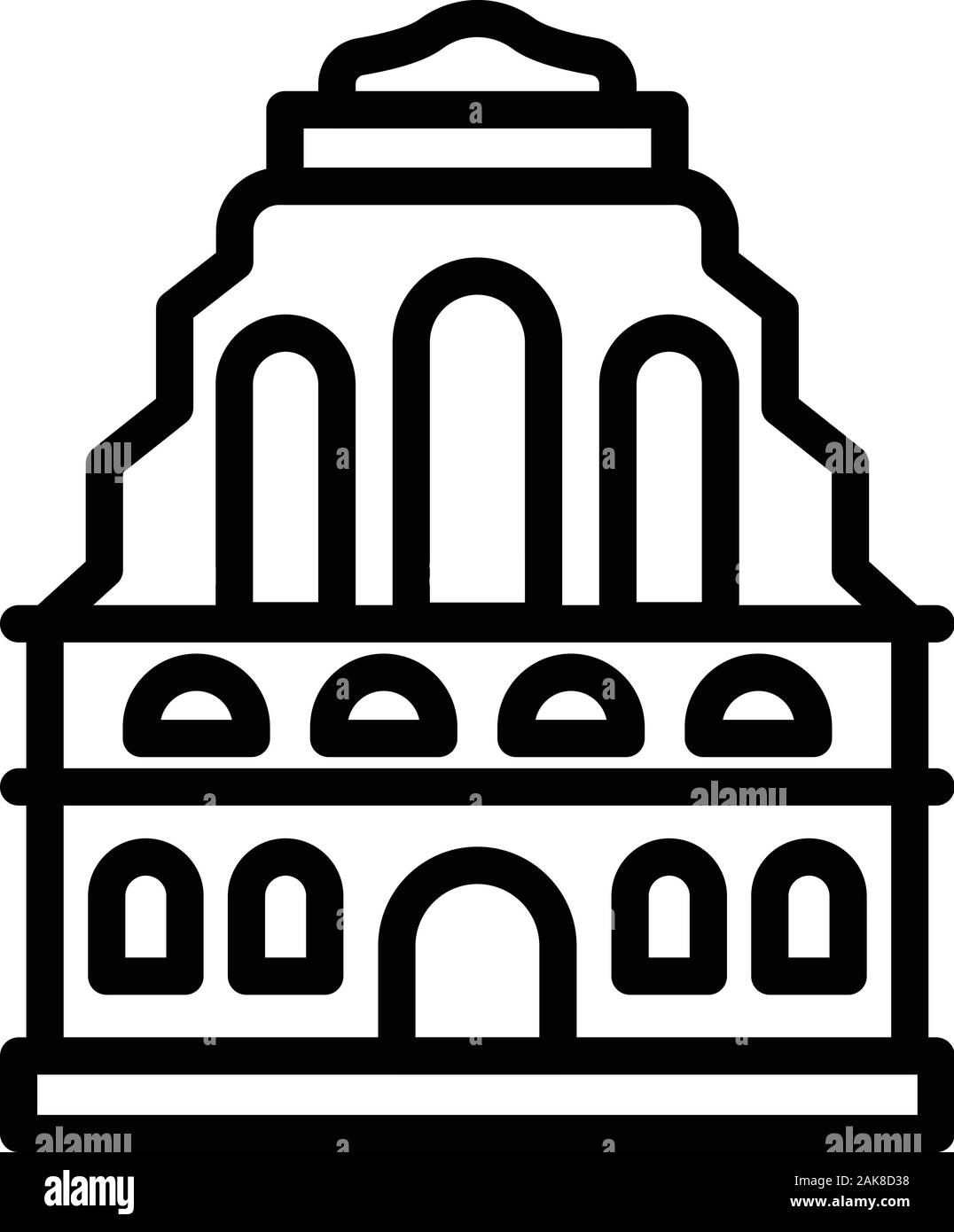 Old Riga edificio icona, stile contorno Illustrazione Vettoriale