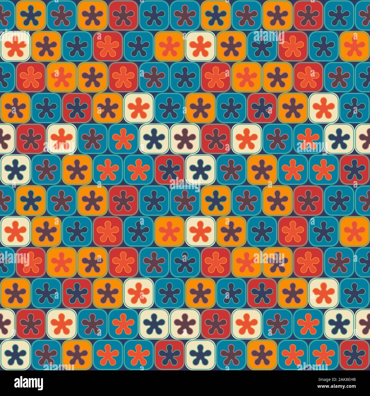 Blob colorati e piastrelle pattern. Foto Stock