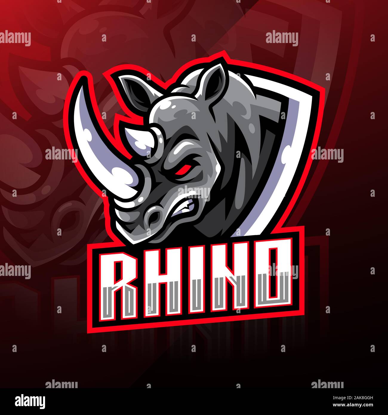 Testa di Rhino mascotte logo design Illustrazione Vettoriale